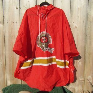 Vintage NFL San Francisco 49ers Red Vinyl Rain Poncho Slicker 70's/80's